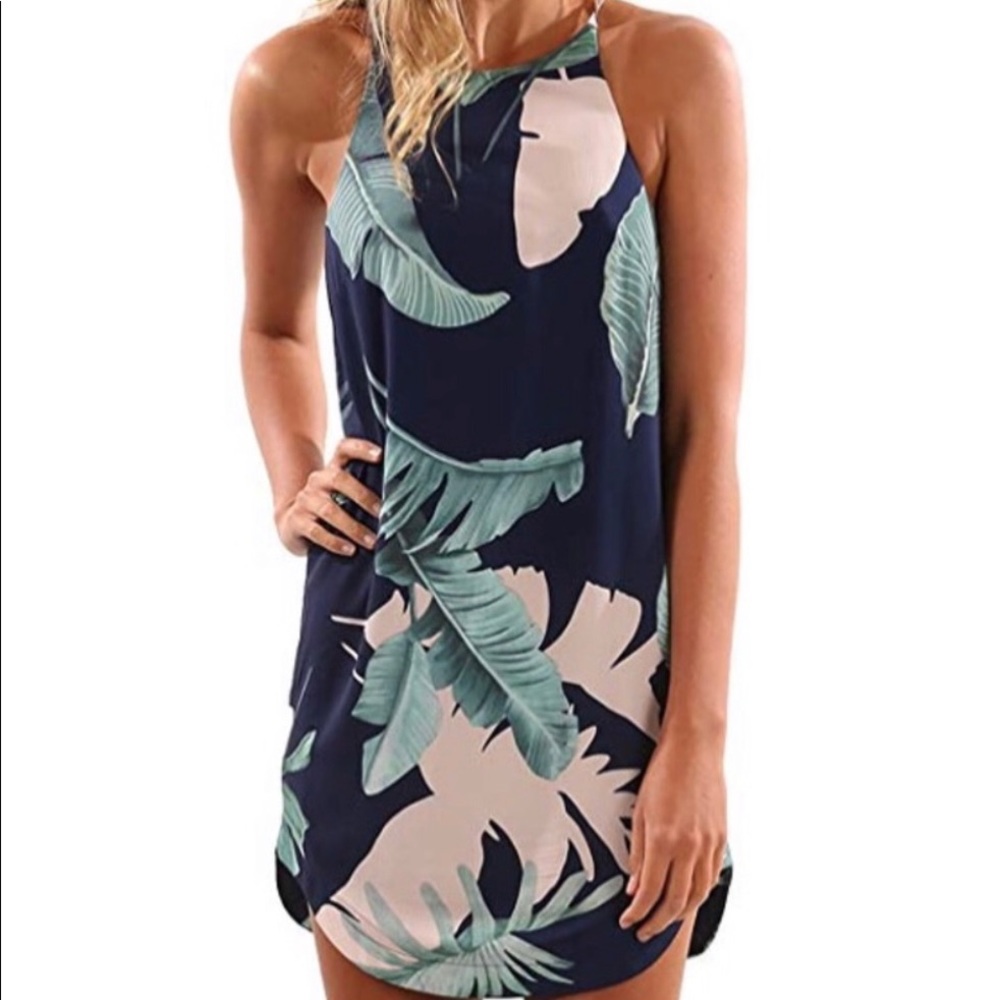 Cute Palm Leaf Sundress - Medium